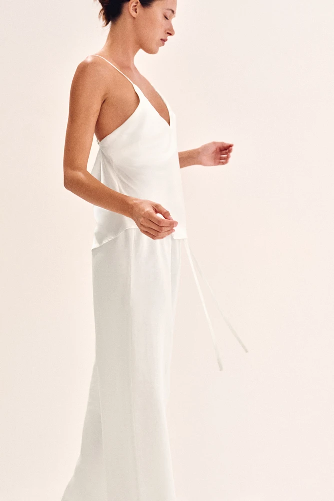 Linen-Blend Drawstring Pants