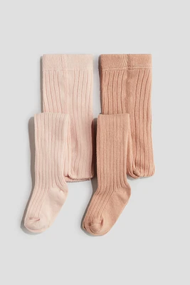 Lot de 2 collants en tricot côtelé