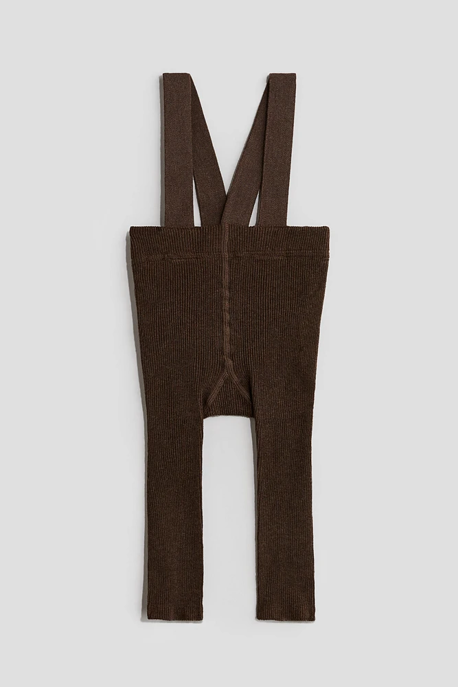 Rib-Knit Leggings with Suspenders