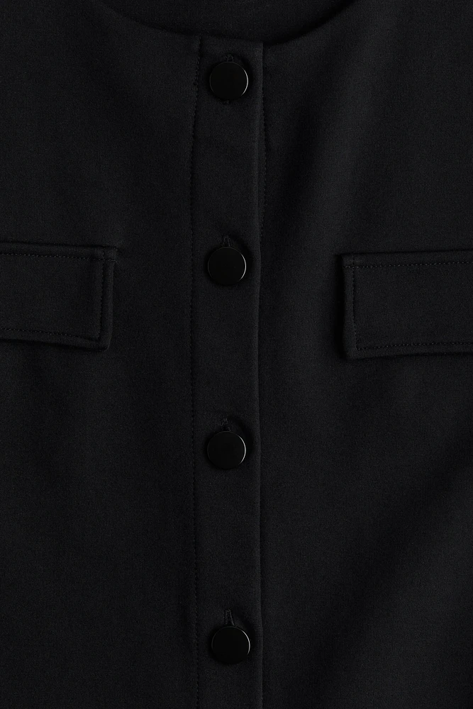 Pocket-Detail Jersey Cardigan