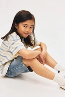 Short coupe ample en denim