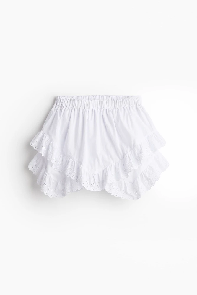 Tiered Skirt with Eyelet Embroidery