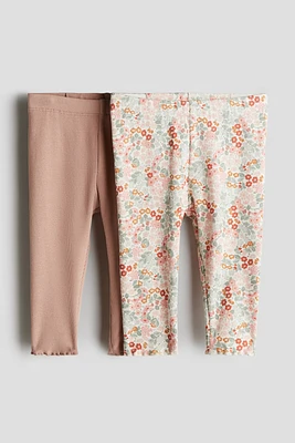 Lot de 2 leggings en tricot coton côtelé