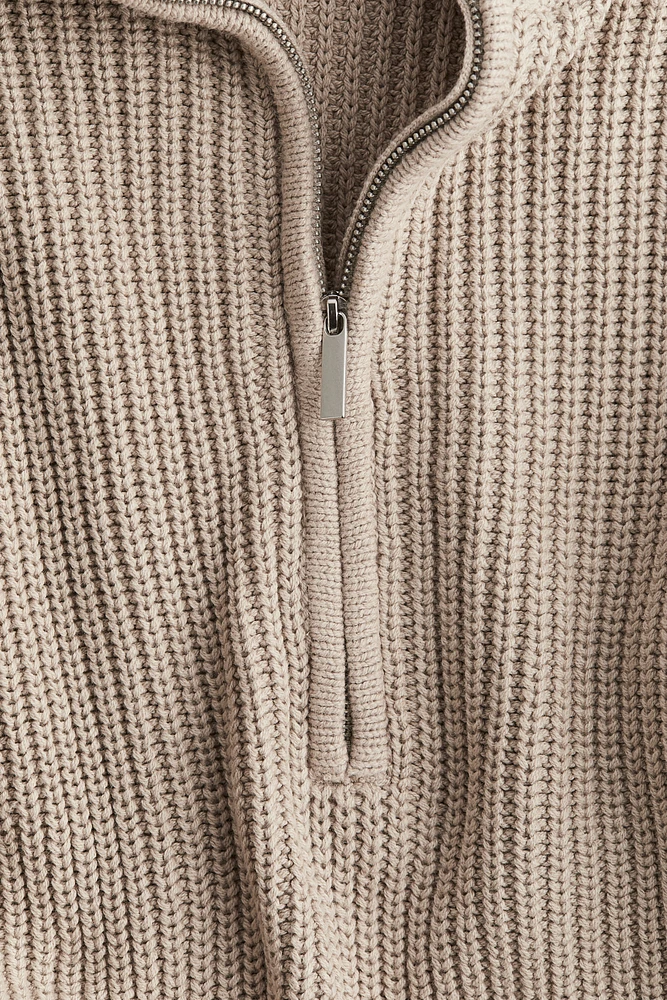 Rib-knit Half-zip Sweater