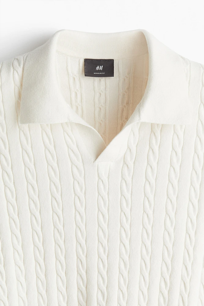 Regular-Fit Cable-Knit Polo Shirt