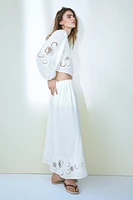 Cotton Skirt with Eyelet Embroidery