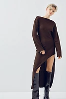 Ribbed asymmetric dress