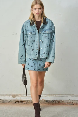 Rhinestone-Embellished Denim Jacket