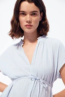 MAMA Tie-belt muslin blouse