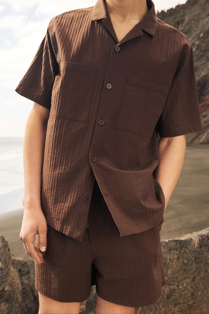 Cotton pyjama shirt and shorts