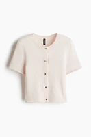 Short-Sleeved Fine-Knit Cardigan