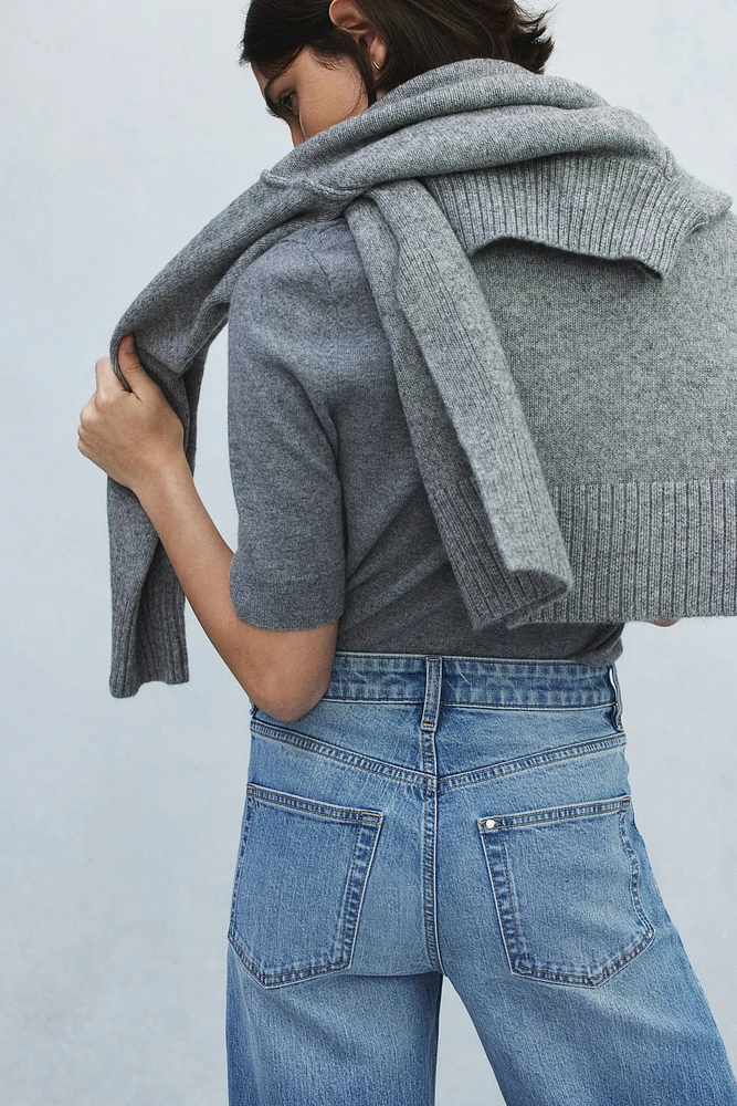 Jean court et ample Taille Haute