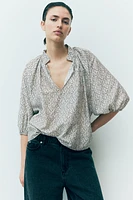 Balloon-sleeved Blouse