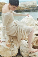 Flounced Rib-Knit Dress