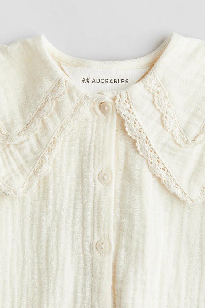 Lace-Trimmed Muslin Blouse