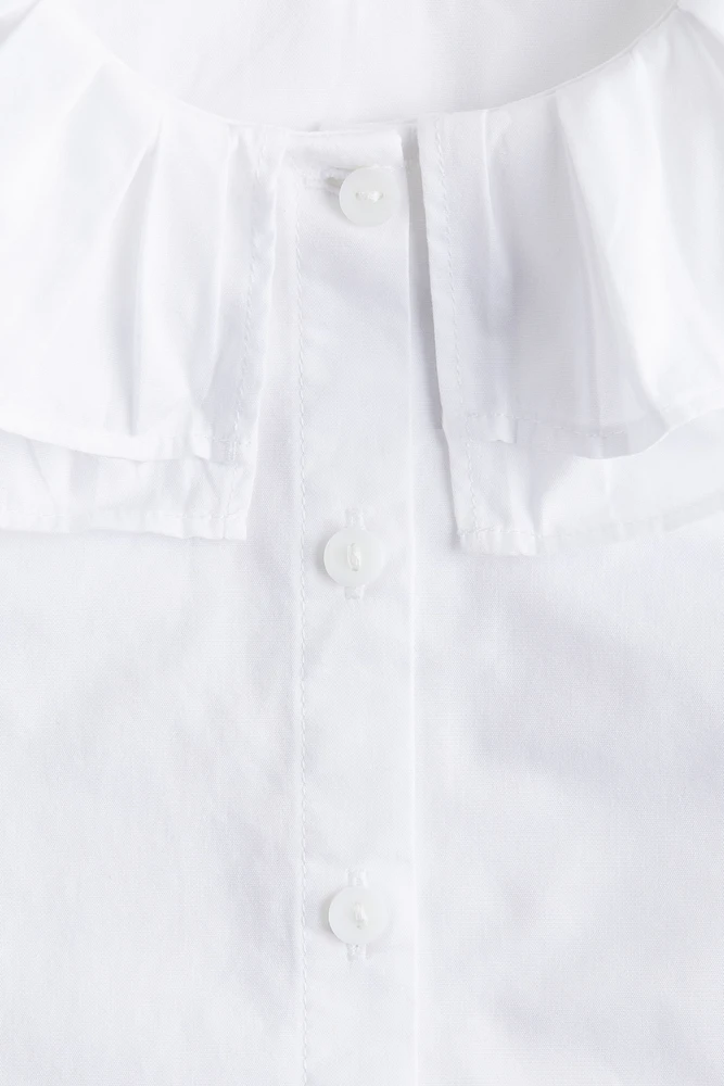 Frill-collared poplin blouse