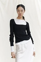 Square-neck Rib-knit Top