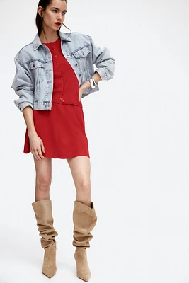 Short-Sleeved Fine-Knit Cardigan