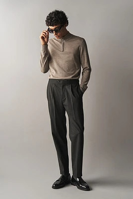 Slim Fit Half-Zip Merino Wool Sweater