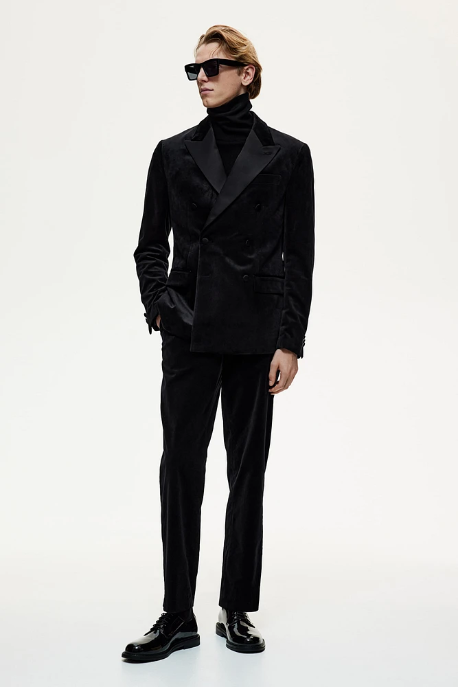 Regular Fit Double-Breasted Velvet Tuxedo Jacket