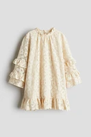 Ruffle-Trimmed Lace Dress