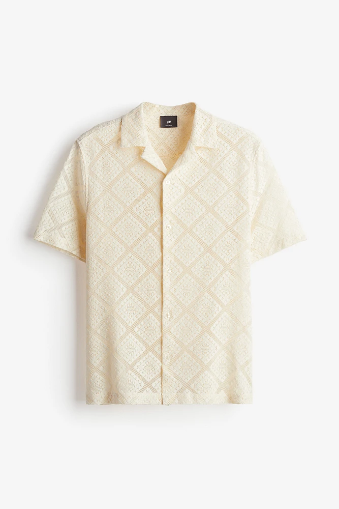 Regular Fit Crochet-look Resort Shirt