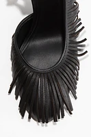 Leather Slingback Pumps with Fringe