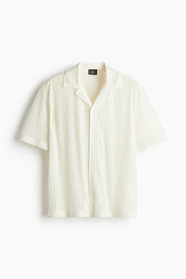 Chemise texturée Coupe Flottante avec col cubain