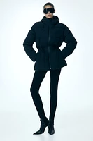 Oversized drawstring-waist puffer jacket