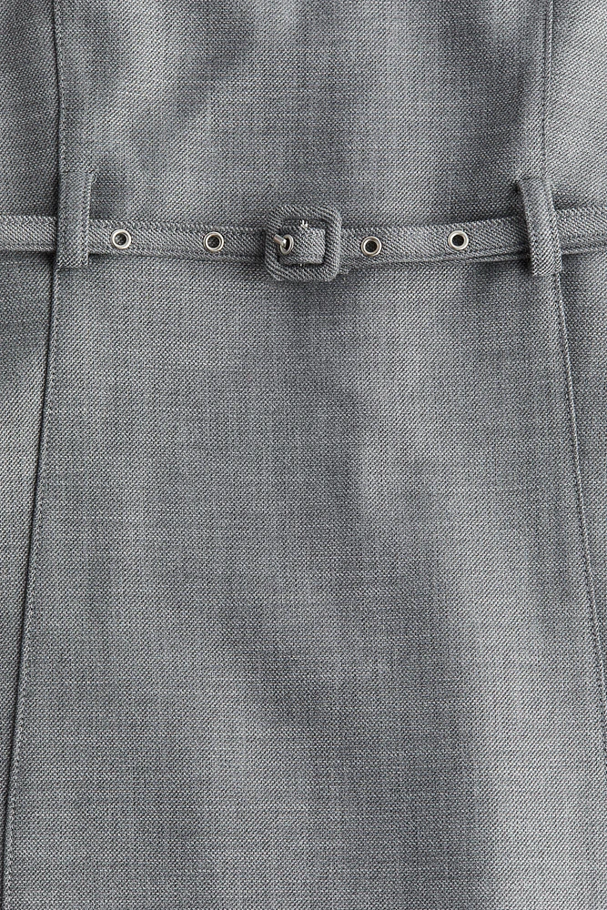 Belted Boat-Neck Dress