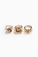 3-pack Knot-Detail Rings