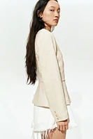Linen-Blend Peplum Jacket