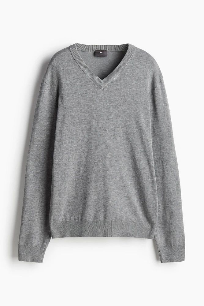 Slim Fit Fine-Knit V-Neck Sweater