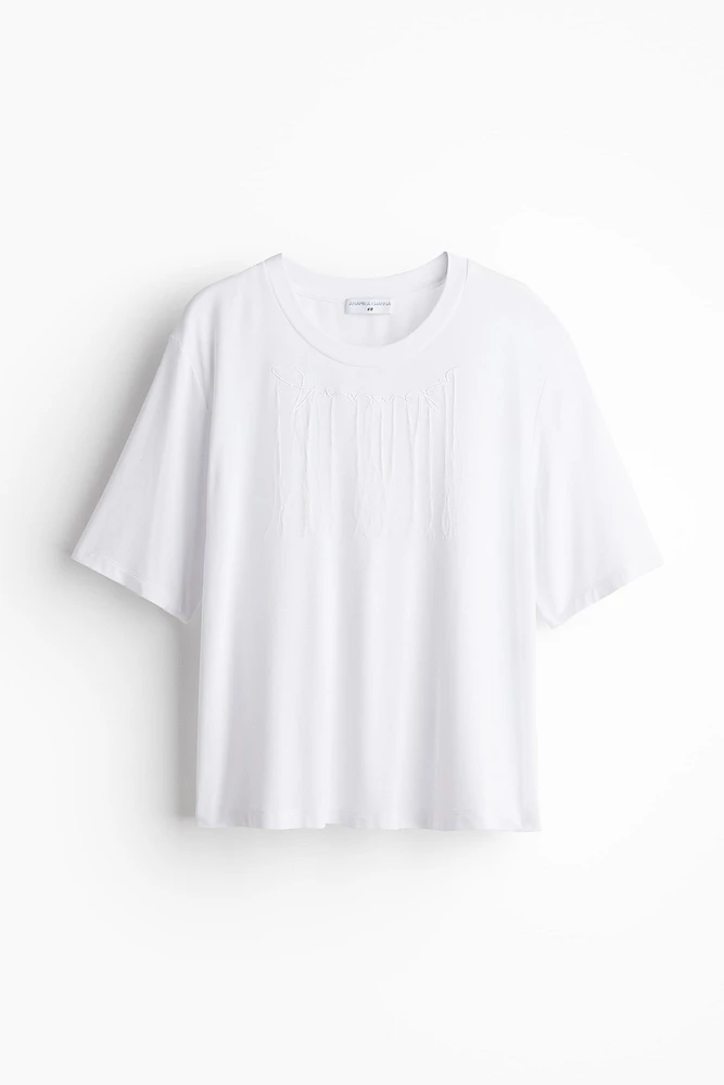 Embroidered Viscose T-shirt