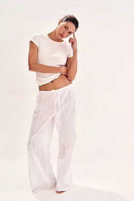 Eyelet-Embroidered Pajama Pants