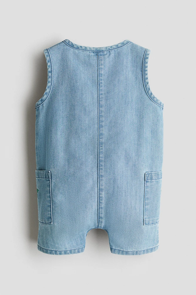 Embroidery-detail romper suit