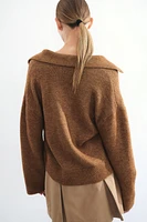 Fine-Knit Sweater with Collar