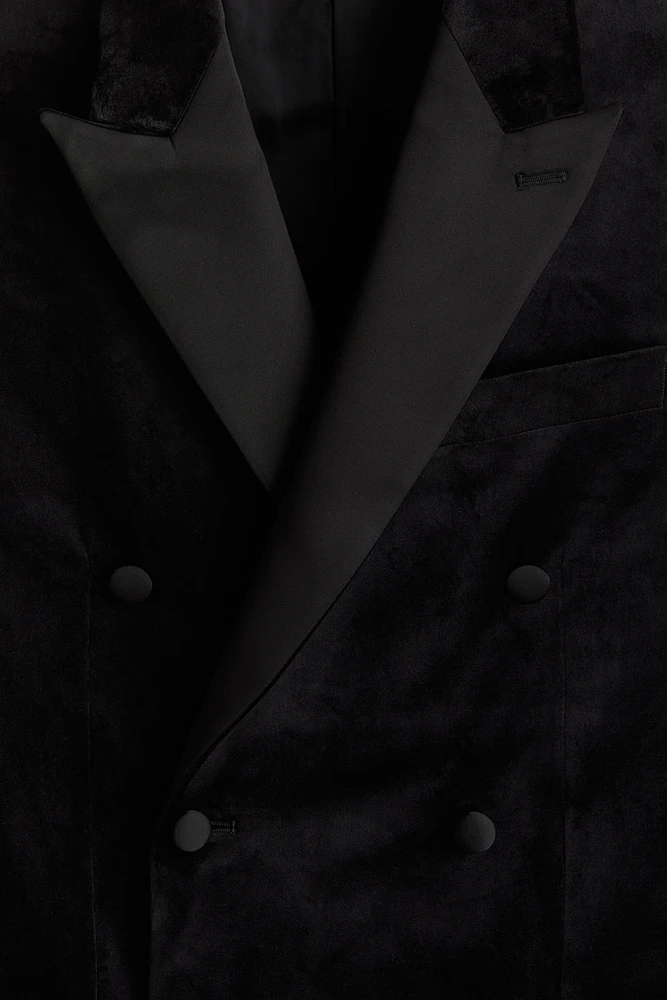 Regular Fit Double-Breasted Velvet Tuxedo Jacket