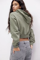 Short Hooded Sweatshirt Jacket