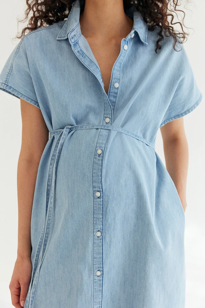 MAMA Denim Tie-belt Dress