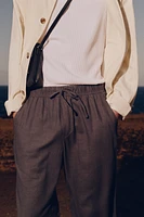 Relaxed Fit Linen-Blend Pants
