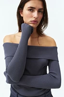 Rib-knit Off-the-shoulder Top