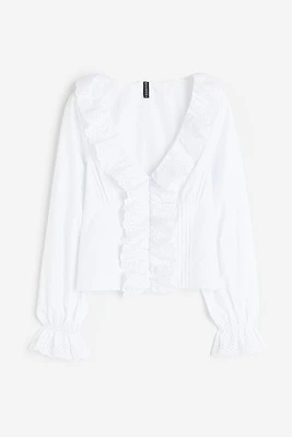 Ruffle-trimmed Poplin Blouse