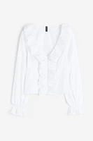 Ruffle-trimmed Poplin Blouse