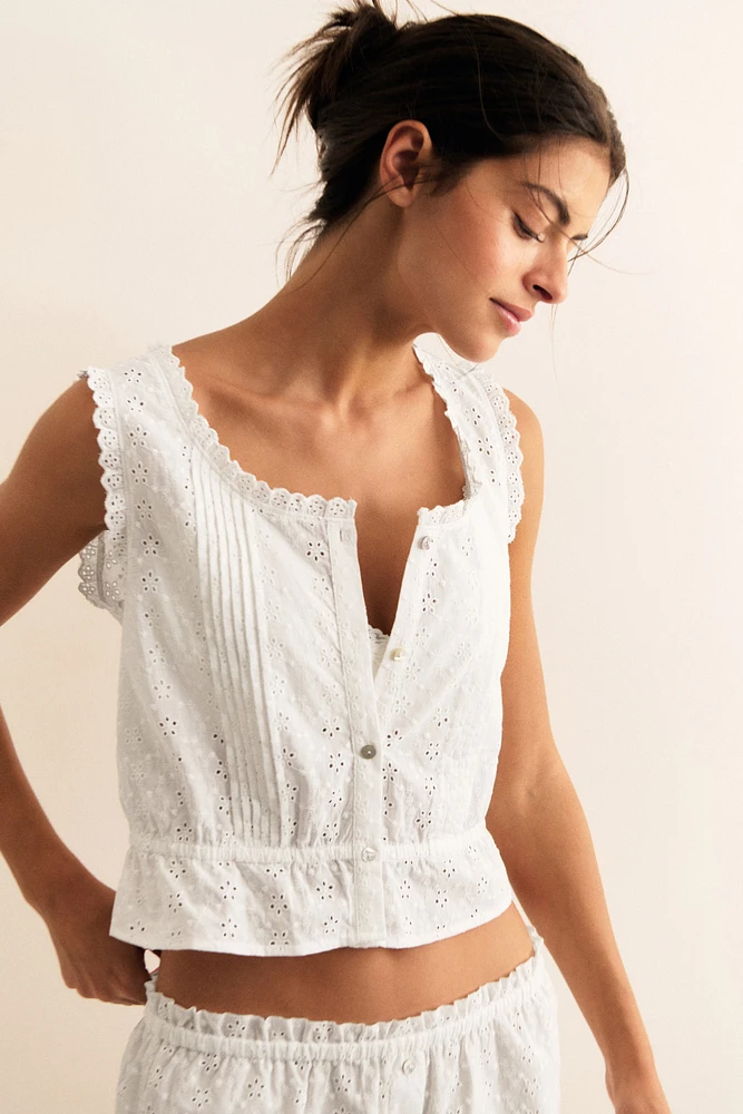 Eyelet-Embroidered Pajamas