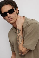 Chemise texturée classique avec col cubain