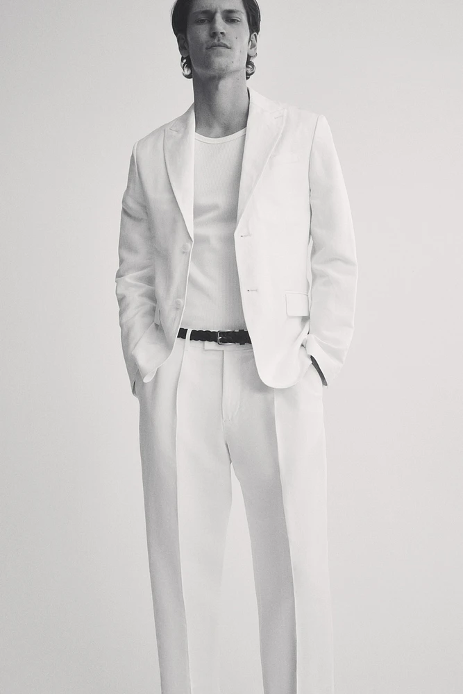 Regular-Fit Linen-Blend Suit Pants