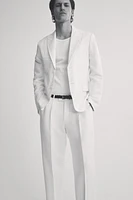 Regular-Fit Linen-Blend Suit Pants