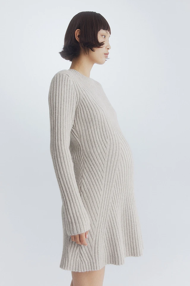 knit dresses near me Tarry Long Sleeve Fluted Hem Knit Dress Midnight Blue main image 1