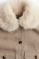 Twill Jacket with Fluffy Collar